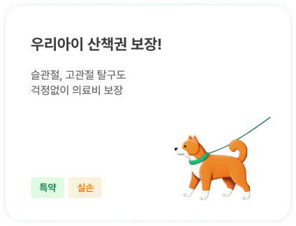 우리아이 산책권 보장! | 슬관절, 고관절 탈구도 걱정없이 의료비 보장